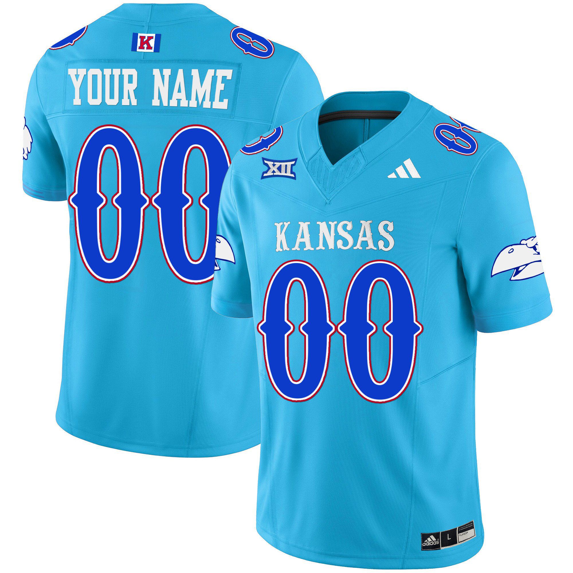 Men Kansas Jayhawks Light Blue 2024 Blackhawk Vapor Limited Custom NCAA Jersey
